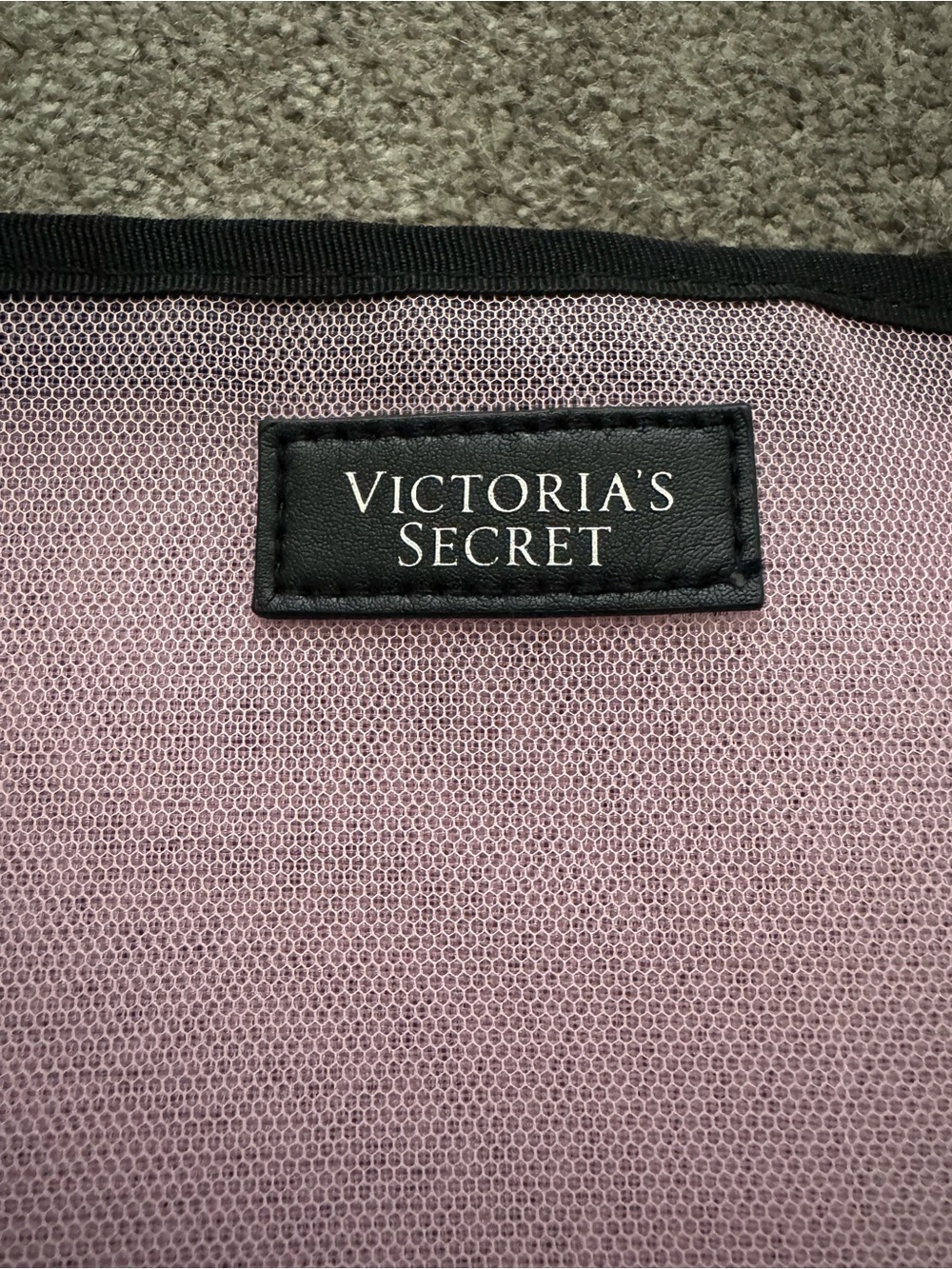 Victoria's Secret Pink Mesh Cosmetic Pouch with Black Trim - Picture 2 of 5